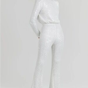 NADINE MERABI White Sequin Jumpsuit